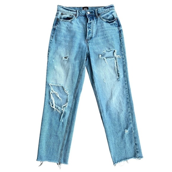 BDG Urban Outfitters Distressed Light Wash Denim High Rise Straight Leg Jeans - Picture 1 of 16